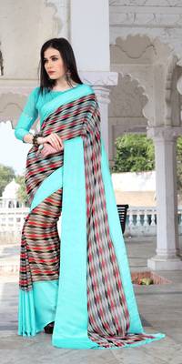 Shaily Multicolor Printed Satin Saree With Blouse 1