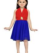 Red Plain Net Kids Frocks