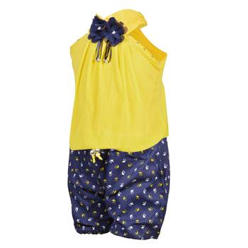 Yellow Plain Chiffon Kids Tops 2