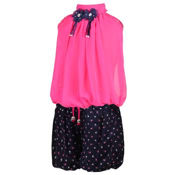 Pink Plain Chiffon Kids Tops 2