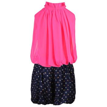 Pink Plain Chiffon Kids Tops 3