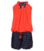 Red Plain Chiffon Kids Tops