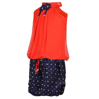Red Plain Chiffon Kids Tops 2