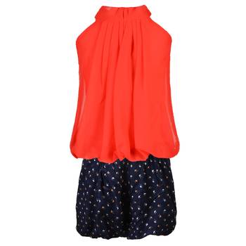 Red Plain Chiffon Kids Tops 3