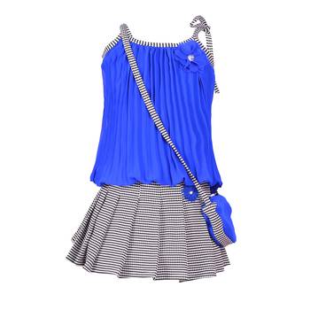 Blue Plain Georgette Kids Tops 1