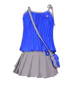 Blue Plain Georgette Kids Tops