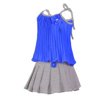 Blue Plain Georgette Kids Tops 2