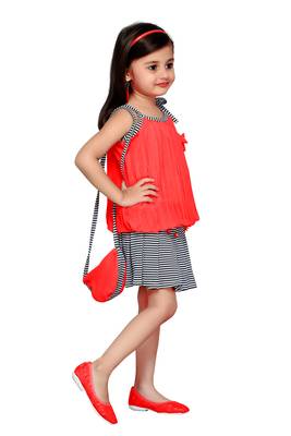 Peach Plain Georgette Kids Tops 2
