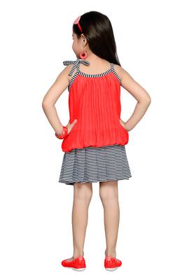 Peach Plain Georgette Kids Tops 4