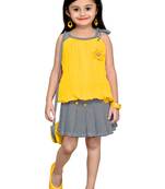 Yellow Plain Georgette Kids Tops