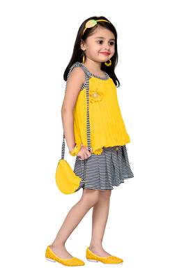 Yellow Plain Georgette Kids Tops 2
