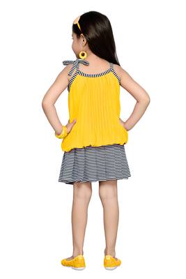 Yellow Plain Georgette Kids Tops 4