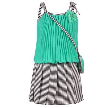 Green Plain Georgette Kids Tops 1