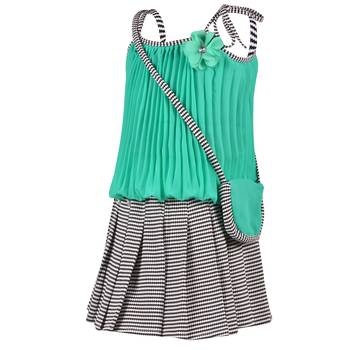Green Plain Georgette Kids Tops 2