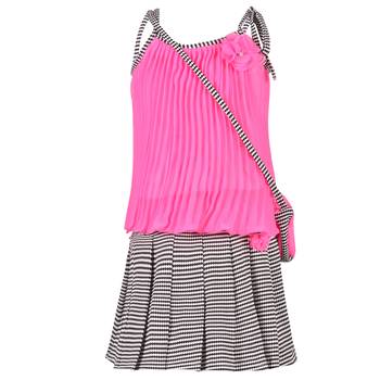 Pink Plain Georgette Kids Tops 1