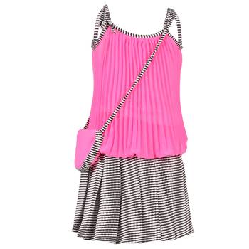 Pink Plain Georgette Kids Tops 3