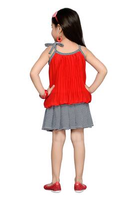 Red Plain Georgette Kids Tops 4