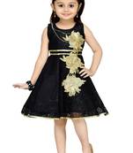 Black Patch Work Net Kids Frocks