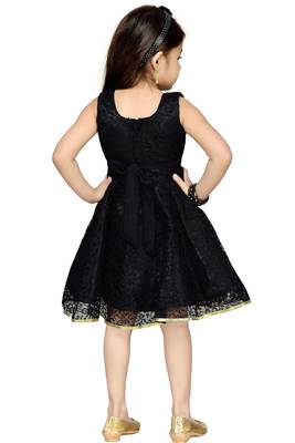 Black Patch Work Net Kids Frocks 4