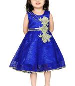 Blue Patch Work Net Kids Frocks