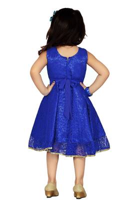 Blue Patch Work Net Kids Frocks 4