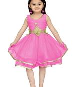 Pink Plain Net Kids Frocks