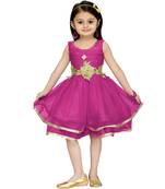 Pink Plain Net Kids Frocks