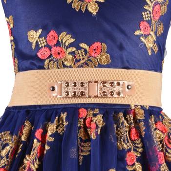 Peach Embroidered Net Kids Girl Gowns 4