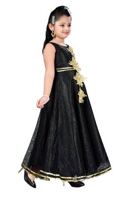 Black Patch Work Net Kids Girl Gowns 2