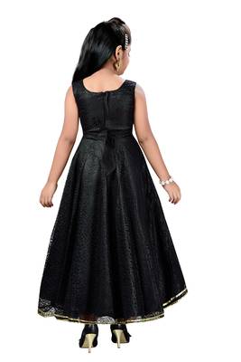 Black Patch Work Net Kids Girl Gowns 4