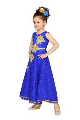 Blue Patch Work Net Kids Girl Gowns 2