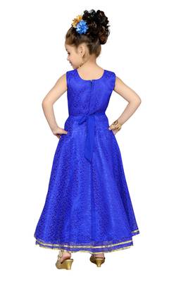 Blue Patch Work Net Kids Girl Gowns 4