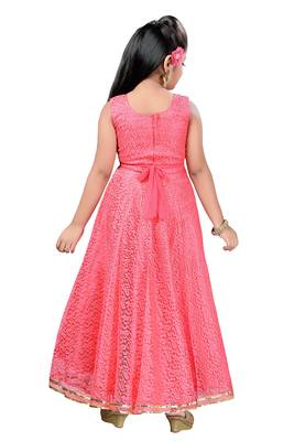 Peach Patch Work Net Kids Girl Gowns 4