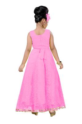 Pink Patch Work Net Kids Girl Gowns 2