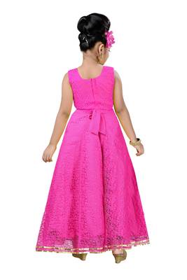 Pink Patch Work Net Kids Girl Gowns 4