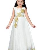 White Patch Work Net Kids Girl Gowns
