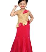 Pink Sequins Work Velvet Kids Girl Gowns