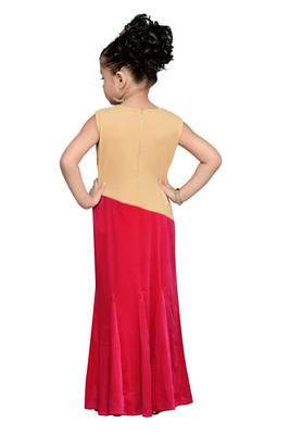 Pink Sequins Work Velvet Kids Girl Gowns 4
