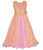 Pink Sequins Work Net Kids Girl Gowns