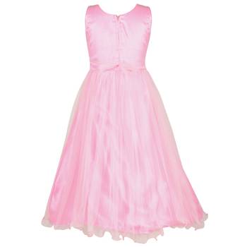 Pink Sequins Work Net Kids Girl Gowns 3