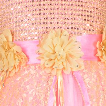 Pink Sequins Work Net Kids Girl Gowns 4