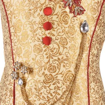 Gold Jacquard Jaquard Kids Lehenga Choli 3