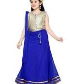 Gold Plain Fancy Fabric Kids Lehenga Choli