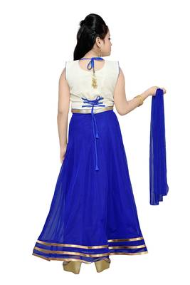 Gold Plain Fancy Fabric Kids Lehenga Choli 4