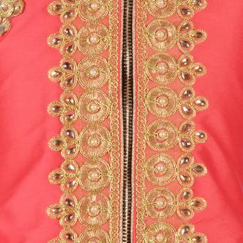 Peach Embroidered Art Silk Kids Lehenga Choli 3