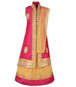 Pink Embroidered Art Silk Kids Lehenga Choli