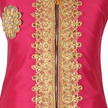 Pink Embroidered Art Silk Kids Lehenga Choli 3