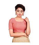 Pink Brocade Readymade Padded Saree Blouse