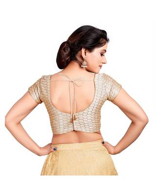 Gold Mulberry Silk Readymade Padded Saree Blouse 2