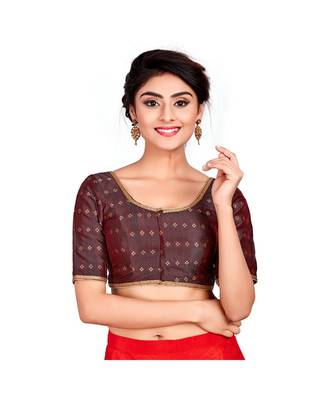 Maroon Dupion Silk Readymade Padded Saree Blouse 1